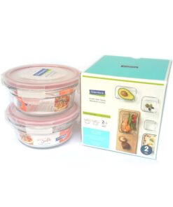 GL1624-BỘ HAI HỘP THỦY TINH TRÒN CƯỜNG LỰC GLASSLOCK 450ML*2